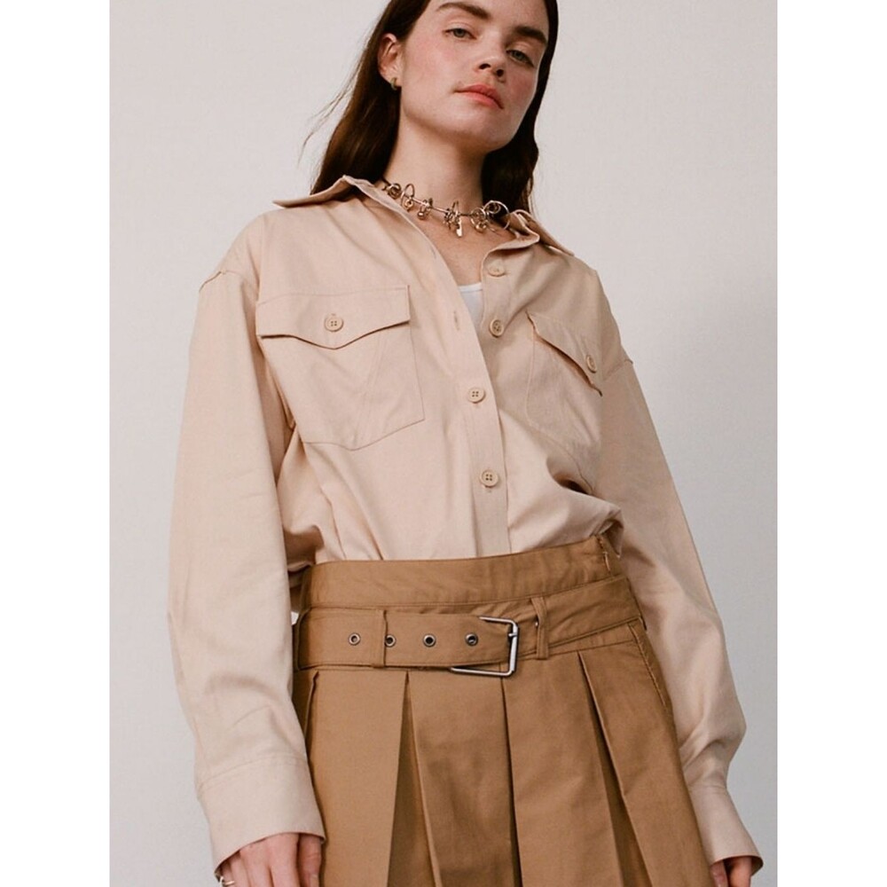 Future Collective x Reese Blutstein Khaki Oversized Button Front Shirt Size L
